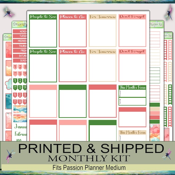 Passion Planner Medium Monthly Sticker Kit | Cottagecore | Lazy Days & Watermelon Ways | Printed, Shipped