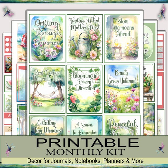 Weekly Sticker Book | Printable Stickers | Cottagecore | Lazy Days & Watermelon Ways | Cricut, Silhouette, PDF