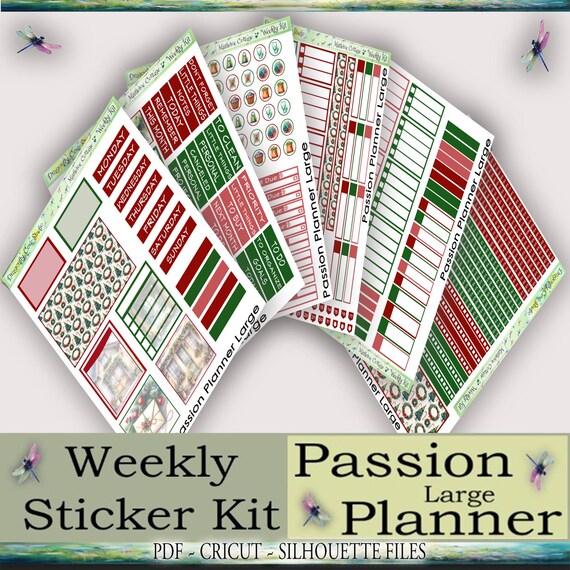 Passion Planner Large | Weekly Kit | Printable Love & Lavender Stickers for Cricut, Silhouette, PDF Cutting