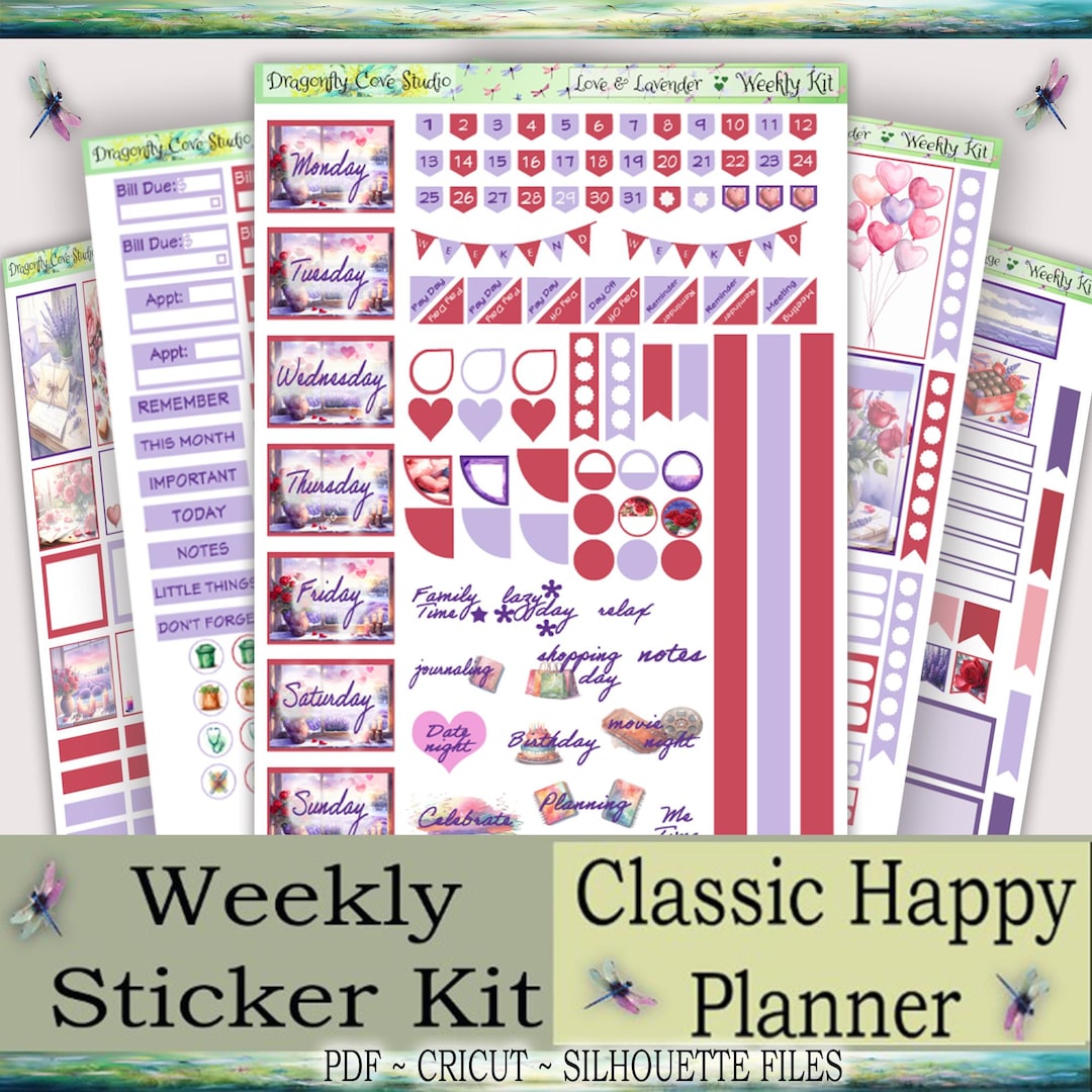 Love & Lavender Planner Stickers | Classic Happy Planner Weekly Kit ...