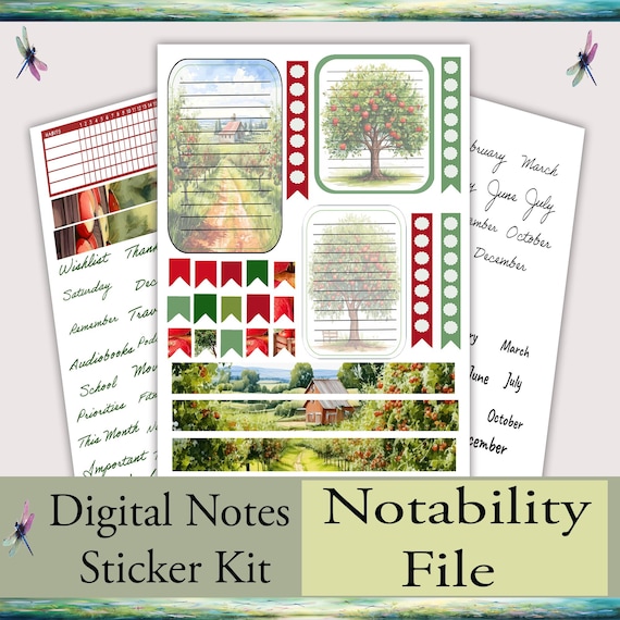 Notability Digital Note Stickers – Apple Orchard Theme | Cute & Practical for Better Note-Taking