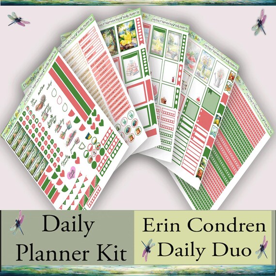 Erin Condren Daily Duo Planner Kit  | Lazy Days Watermelon Ways (Printed & Shipped to You)