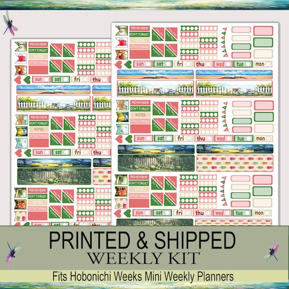Hobonichi Weeks Mini Weekly Planner Stickers Kit | Cottagecore Lazy Days & Watermelon Ways | Printed, Shipped