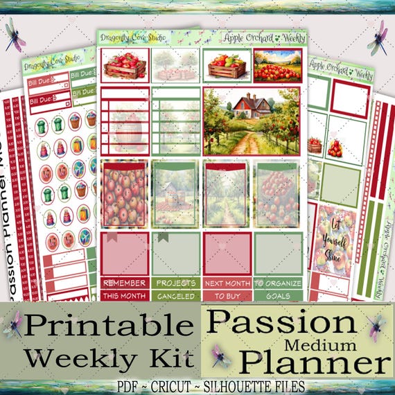 Passion Planner Medium | Weekly Kit | Printable Apple Orchard  Stickers for Cricut, Silhouette & PDF Cutting
