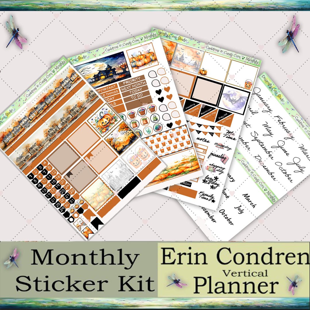 Erin Condren Vertical Planner Printable Stickers Monthly Kit ...