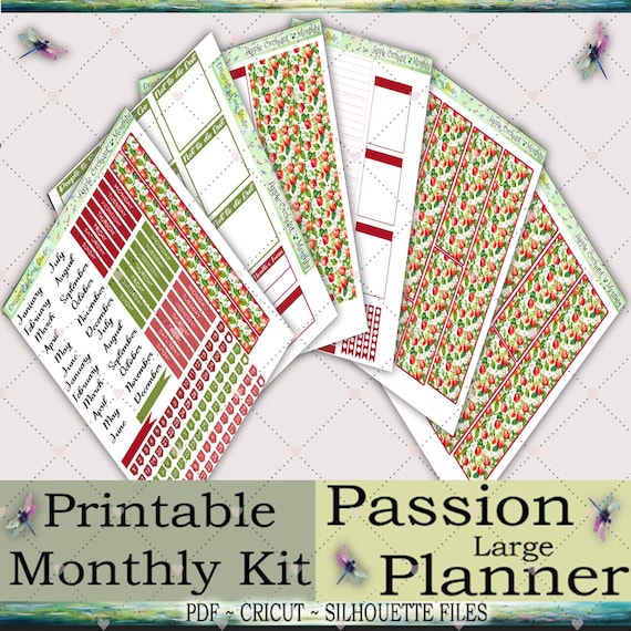 Passion Planner Large | Monthly Kit | Printable Apple Orchard Sticker Kit for Silhouette, Cricut & PDF