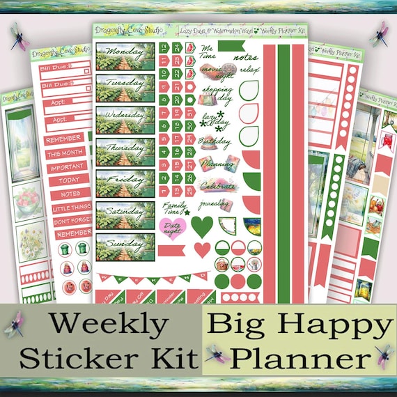 Big Happy Planner Weekly Sticker Kit | Lazy Days Watermelon Ways | (Printed & Shipped to You)