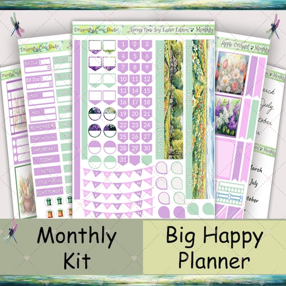 Easter Planner Stickers: Big Happy Planner Monthly Kit (Printed & Shipped to You)