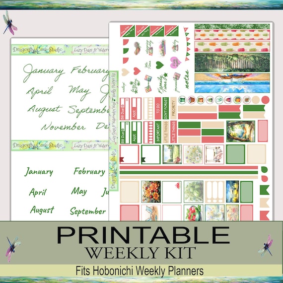 Hobonichi Planner Stickers | Weekly Kit | Lazy Days & Watermelon Ways (PDF, Cricut, Silhouette)
