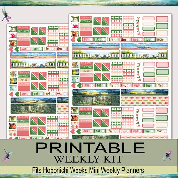 Hobonichi Weeks Mini Planner Stickers | Cottagecore Lazy Days & Watermelon Ways Weekly Kit (Silhouette, Cricut, PDF)