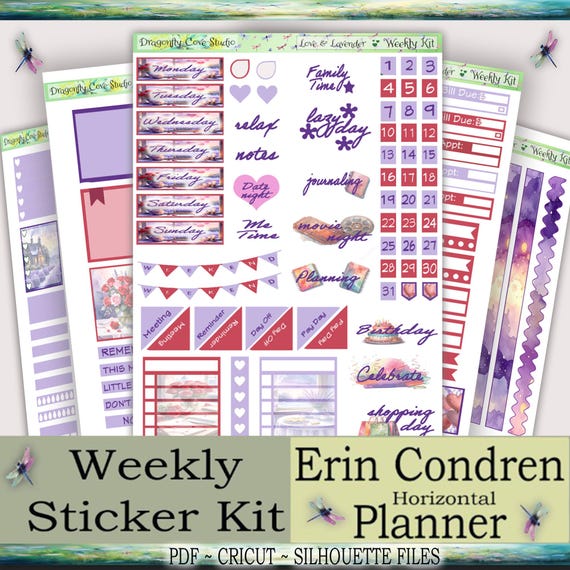 Erin Condren Horizontal Planner Printable Stickers Kit | Cauldrons & Candy Corn | Silhouette + Cricut Cut Files + PDF