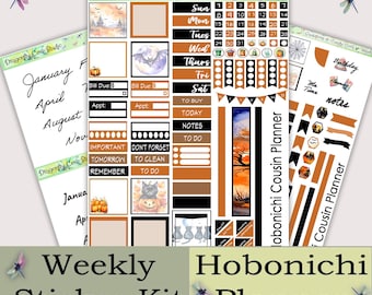 Halloween Hobonichi Cousin Weekly Planner Stickers: Cauldrons & Candy Corn (PDF, Cricut, Silhouette)