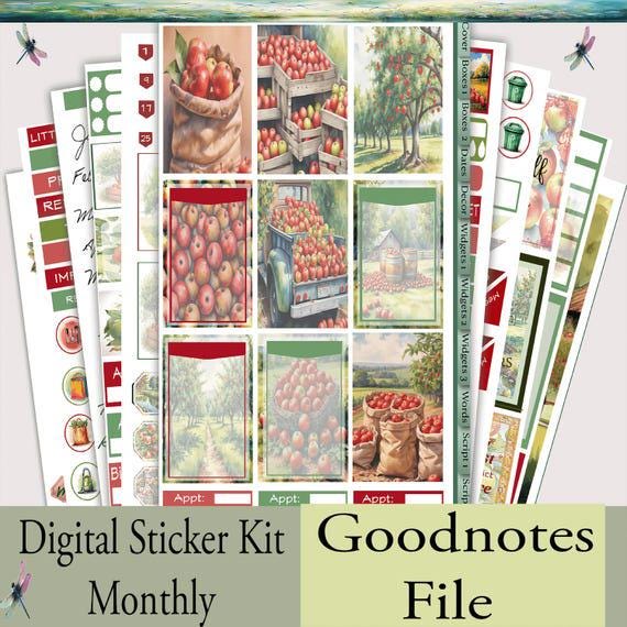 Goodnotes Monthly Digital Planner Stickers - Charming Apple Orchard | Cute & Functional for Easy Organization