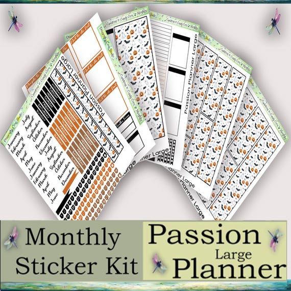 Passion Planner Large | Monthly Kit | Printable Cauldrons & Candy Corn Sticker Kit for Silhouette, Cricut, PDF