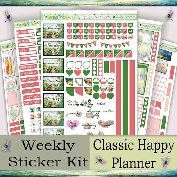 Classic Happy Planner Weekly Kit  | Lazy Days Watermelon Ways (Printed & Shipped to You)