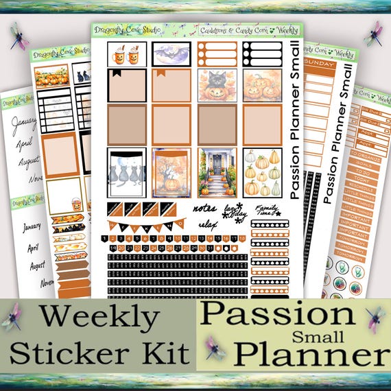 Passion Planner Small | Weekly Kit | Printable Cauldrons & Candy Corn Stickers for Cricut, Silhouette, PDF Cutting