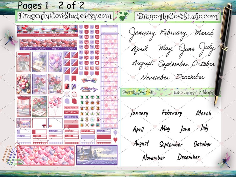 Love & Lavender Mini Happy Planner Monthly Kit | Valentine Floral ...