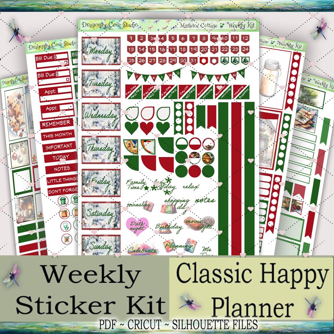 Mistletoe Cottage Planner Stickers | Classic Happy Planner Weekly Kit ...