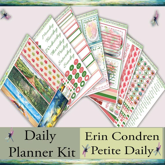 Erin Condren Daily Petite Planner Stickers Weekly Kit | Lazy Days & Watermelon Ways | Printed, Shipped