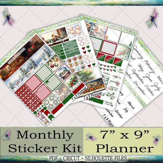 7x9 Planner Printable Stickers Monthly Kit |Cauldrons & Candy Corn | Silhouette + Cricut Cut Files + PDF