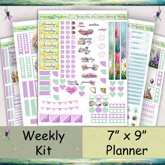 Easter Planner Stickers: 7x9 Weekly Kit (Printed & Shipped to You)