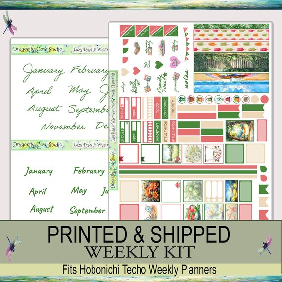 Hobonichi Techo Weekly Planner Stickers Kit | Lazy Days & Watermelon Ways | Printed, Shipped