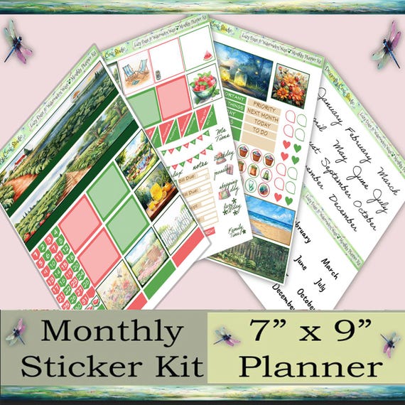 7x9 Planner Monthly Kit | Lazy Days - Watermelon Ways (Printed & Shipped to You)