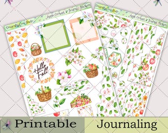 Journal Stickers – Printable Apple Orchard Sticker Kit for Cricut, Silhouette & PDF
