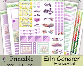 Påskplanerarklistermärken: Erin Condren horisontellt veckokit (digital nedladdning)
