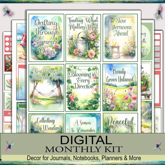 Monthly Kit Stickers – Digital Lazy Days & Watermelon Ways Sticker Kit for Goodnotes, Notability
