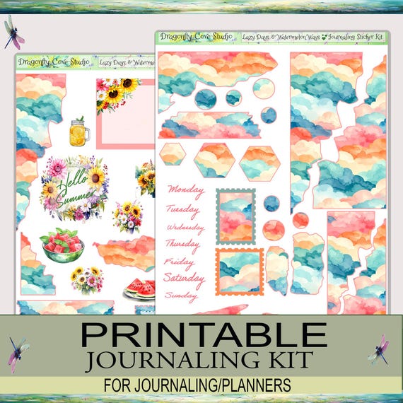 Journal Stickers – Digital Lazy Days & Watermelon Ways Sticker Kit for Goodnotes, Notability