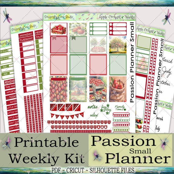 Passion Planner Small | Weekly Kit | Printable Apple Orchard Stickers for Cricut, Silhouette & PDF Cutting