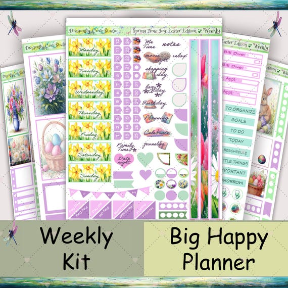 Easter Planner Stickers: Big Happy Planner Weekly Kit (Printed & Shipped to You)