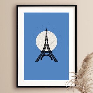 Eiffel Tower Print Affiche Tour Eiffel Paris Print Lune Francophile Birthday Gift French Art French Print Francophile Housewarming Gift