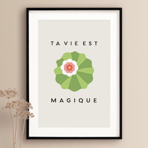 Positive Affirmation Print Affiche Cactus Print Francophile Birthday Gift French Wall Art Èze France Print Southern France Print French Gift
