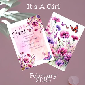 Butterfly Dreams Pink Purple Baby Shower Invitation - Baby Shower Invitation for Girls - Butterfly Baby shower animated invitation template