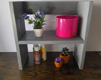 Handcrafted Modern Rustic Shelf, Handmade Practical vintage-style stand, Versatile Lightweight Stylish Organizer, Upcycled Distressed Rack