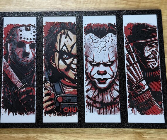 Horror Legends 3D Printed Bookmarks | Hueforge Fan Art | Jason, Freddy, Chucky & IT Pennywise | 80s Horror Set or Individual