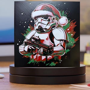 Santa Stormtrooper | Star Wars Inspired-Fan art | Holiday Wall Art | Christmas Decor | Star Wars Wall Decor | Galactic Collectible