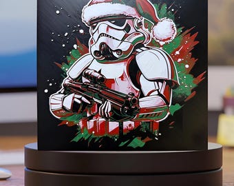Santa Stormtrooper | Star Wars Inspired-Fan art | Holiday Wall Art | Christmas Decor | Star Wars Wall Decor | Galactic Collectible