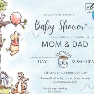 Editable Winnie the Pooh Baby shower invitation