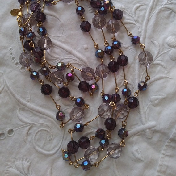 Joan Rivers Faceted Crystal purple/clear glass Bea