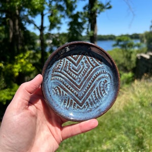 Patterned blue dish