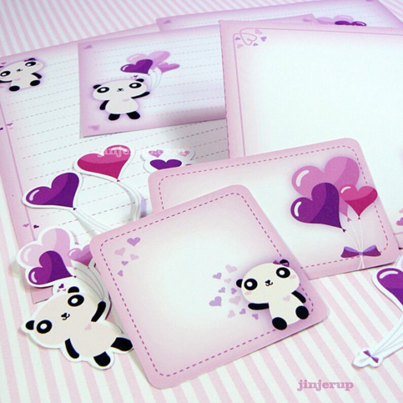 Kawaii True Love Panda Stationery Cute Valentine's Day Etsy