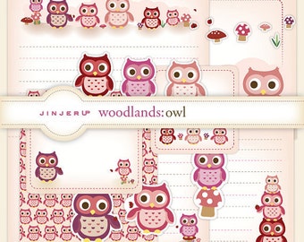 Woodlands Owl Stationery - Printable PDF