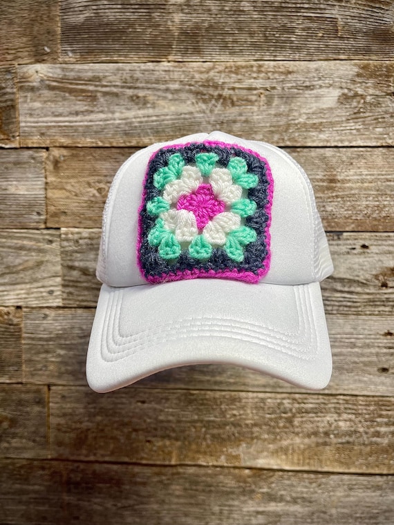 Crochet Granny Square Trucker Hat - Etsy display picture 1