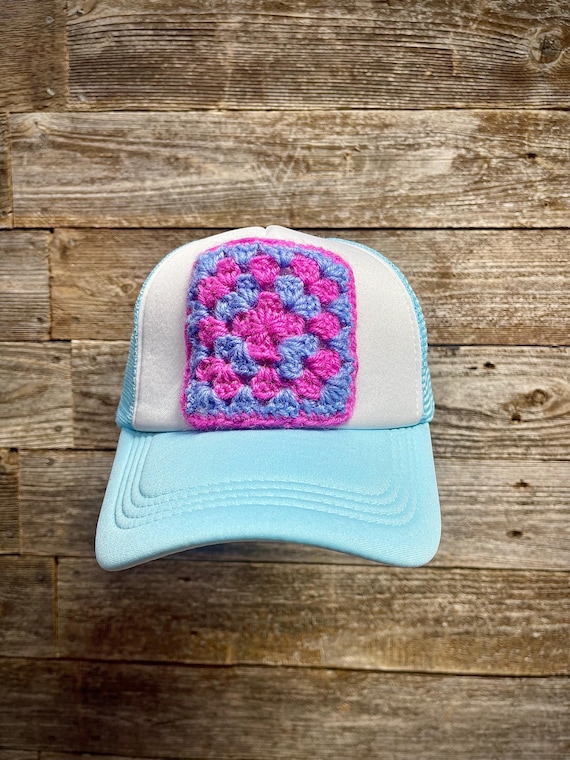 Crochet Granny Square Trucker Hat - Etsy display picture 3
