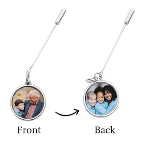 Double Sided Memorial Photo Pin | Bridal Bouquet Lapel Charm | Graduation Gift