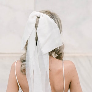 Wedding Veil Bow, Silk Chiffon Bow, Alternative Bridal Veil