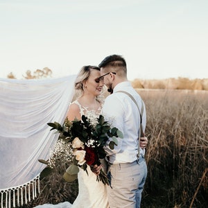 Boho Wedding Veil, Soft English Net Veil Champagne Ivory White Blush image 1